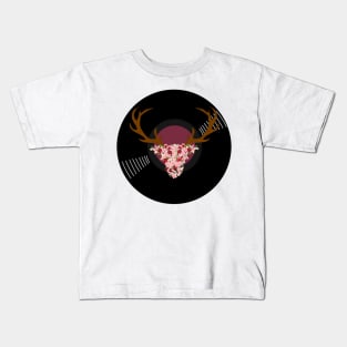Vinyl Record - Reindeer Flower Head Antlers Kids T-Shirt